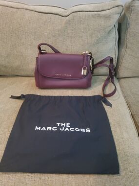 Marc Jacobs Burgundy Leather Mini Crossbody with Gold Hardware